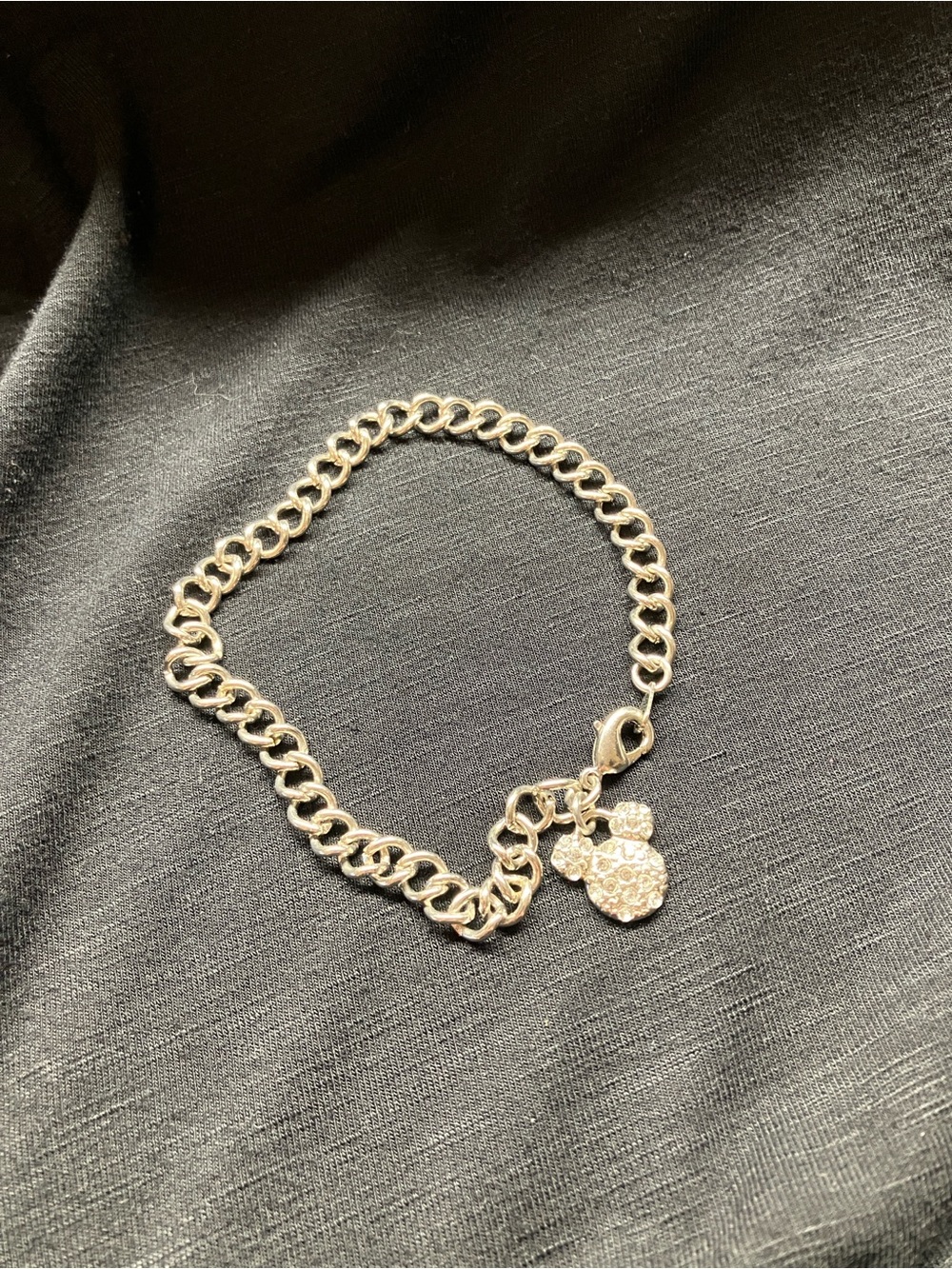 Silver Mickey Charm Chain Bracelet - Women